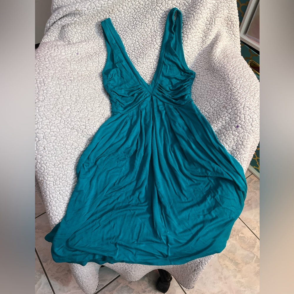 Zara collection made in Portugal party dress in turquoise Mediterranean blue